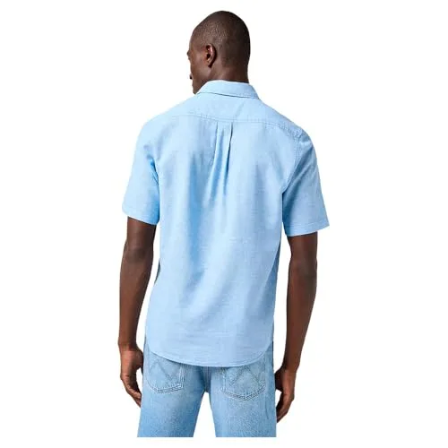 Wrangler ▫️ Camisa de homem - Corte regular - Camisa SS 1 Pkt - Azul do Pacífico 2
