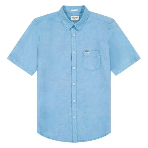 Wrangler ▫️ Camisa de homem - Corte regular - Camisa SS 1 Pkt - Azul do Pacífico 4