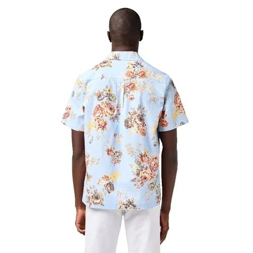 Wrangler ▫️ Camisa de homem - Corte descontraído - SS Resort Shirt - Azul floral 2