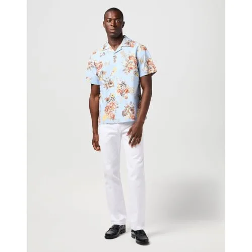 Wrangler ▫️ Camisa de homem - Corte descontraído - SS Resort Shirt - Azul floral 3