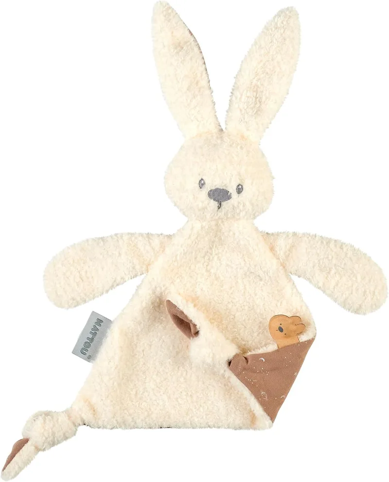Nattou ▫️ Coelhinho de Peluche, companheiro desde o nascimento, aprox. 35 cm, brilha no escuro, tecido de poliéster/algodão, Lapidou, branco