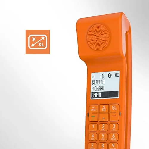 Alcatel ▫️ Epure Iconic - Telemóvel sem fios DECT - Design vintage - Ecrã gráfico grande e de excelente legibilidade - Modo mãos-livres - Bloqueio de chamadas - Laranja 3