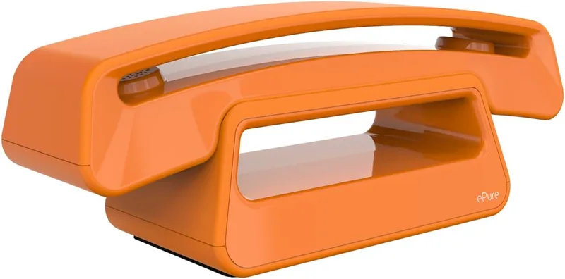 Alcatel ▫️ Epure Iconic - Telemóvel sem fios DECT - Design vintage - Ecrã gráfico grande e de excelente legibilidade - Modo mãos-livres - Bloqueio de chamadas - Laranja