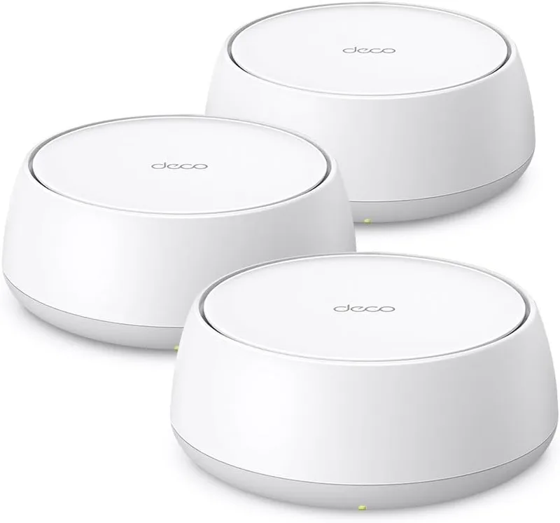 TP-Link ▫️ [NOVO] Deco BE25 (conjunto de 3)|Sistema Wi-Fi 7 Mesh BE3600|AI Mesh, Wi-Fi de banda dupla a 3,6 Gbps, portas de 2,5 Gbps, operação multi-link (MLO), backhaul combinado sem fios e com fios, proteção Ho
