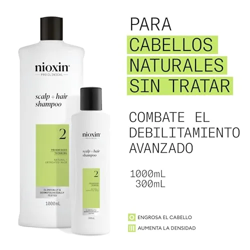 NIOXIN ▫️ Sistema 2 - Champô / Condicionador / Tratamento - para o cabelo e o couro cabeludo - Cabelo natural com enfraquecimento avançado 2