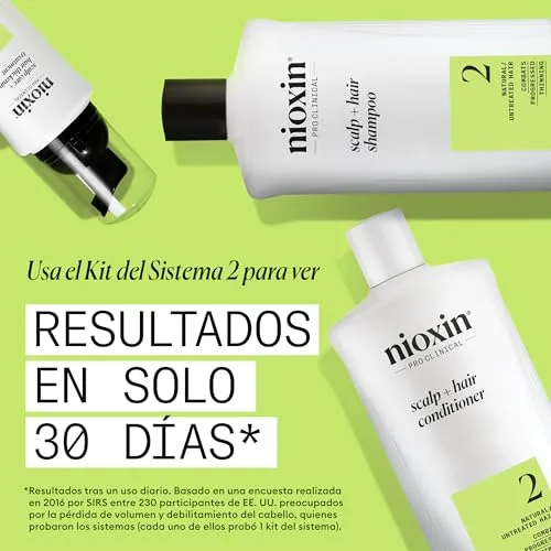 NIOXIN ▫️ Sistema 2 - Champô / Condicionador / Tratamento - para o cabelo e o couro cabeludo - Cabelo natural com enfraquecimento avançado 3