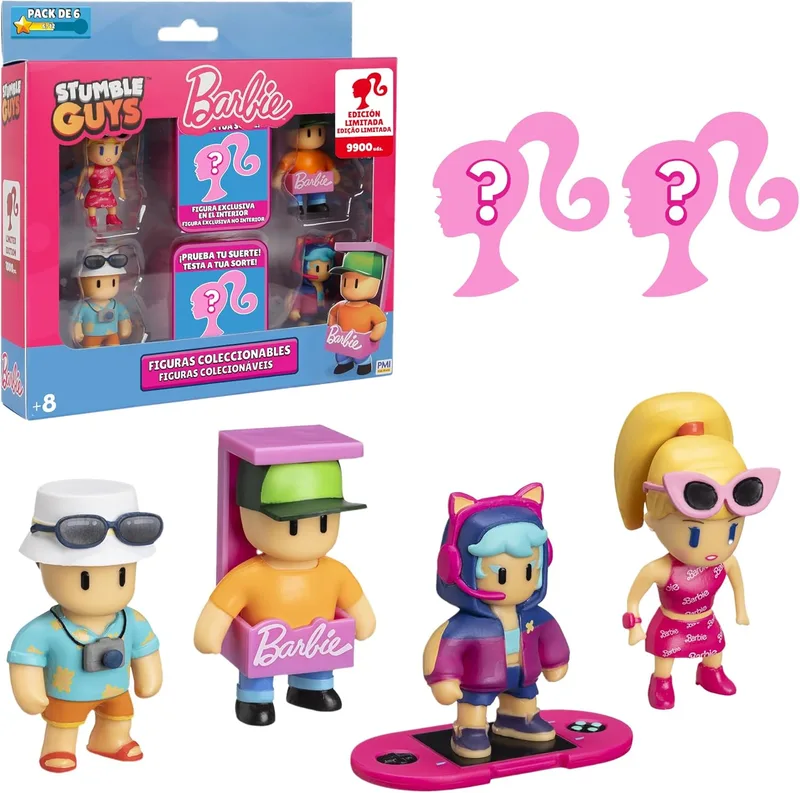 Bizak ▫️ (64110021 Stumble Guys X Barbie Pack Deluxe 6 Figuras. Produtos oficiais.