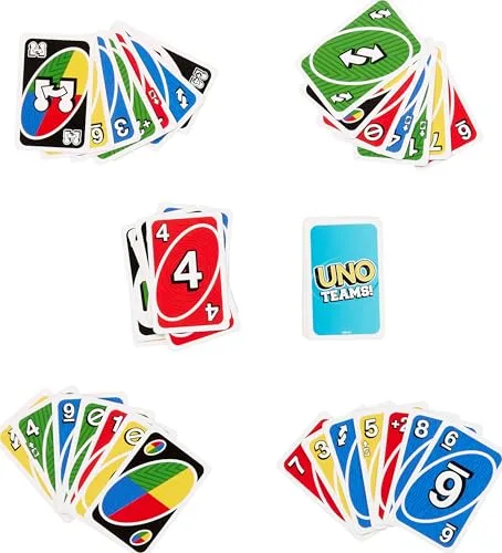 Mattel Games ▫️ UNO Teams – Jogo de cartas para crianças e adultos, noites em família, festas e viagens, com regras especiais para jogar em equipas de duas pessoas, JDM40 5
