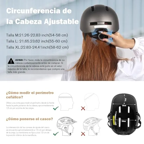 KINGLEAD ▫️ Capacete de Bicicleta, Capacete Urbano Commuter, Capacete de Bicicleta Elegante para Homem e Mulher, para Ciclismo, Trekking, Cidade, Scooter, Capacete Ajustável 5
