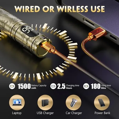 Solati ▫️ Máquina de cortar cabelo para homem, máquina de barbear elétrica para homem com LED, cortador de cabelo e barba sem fios, máquina de barbear e cortar cabelo para uso doméstico e em salões (bronze) 2