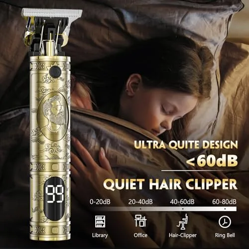 Solati ▫️ Máquina de cortar cabelo para homem, máquina de barbear elétrica para homem com LED, cortador de cabelo e barba sem fios, máquina de barbear e cortar cabelo para uso doméstico e em salões (bronze) 5