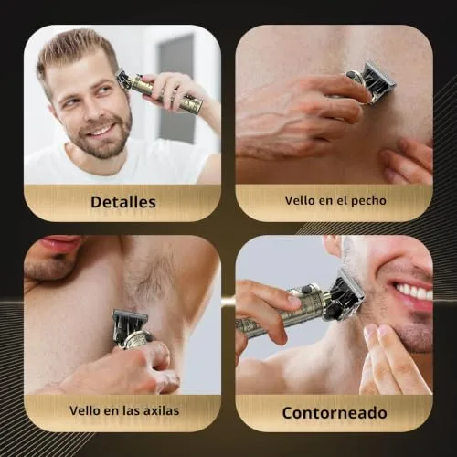 Solati ▫️ Máquina de cortar cabelo para homem, máquina de barbear elétrica para homem com LED, cortador de cabelo e barba sem fios, máquina de barbear e cortar cabelo para uso doméstico e em salões (bronze) 7