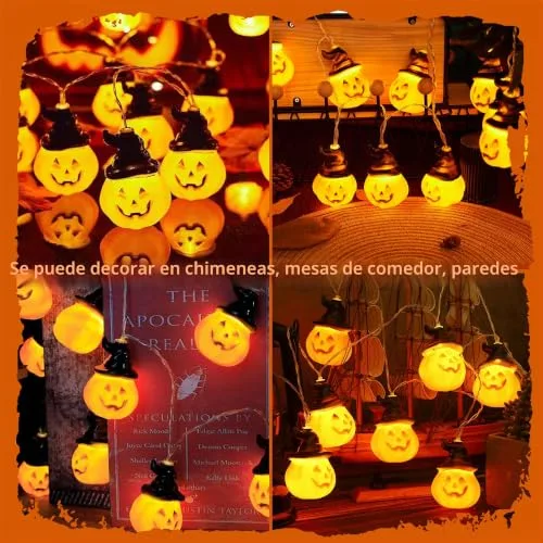 Kimuwote ▫️ Guirlanda de luzes de Halloween, 3 metros, 20 LEDs. Guirlanda de LED de Halloween para interior e exterior, festas, jardim 4
