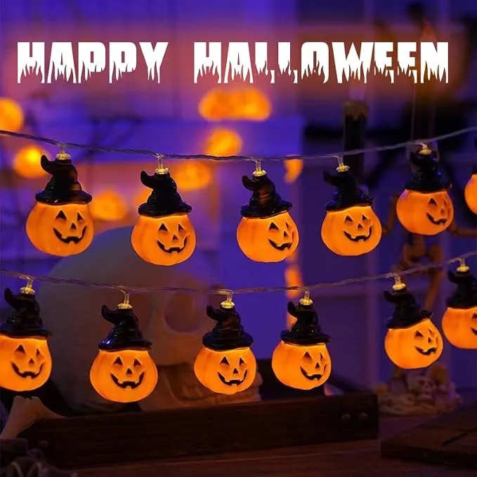 Kimuwote ▫️ Guirlanda de luzes de Halloween, 3 metros, 20 LEDs. Guirlanda de LED de Halloween para interior e exterior, festas, jardim