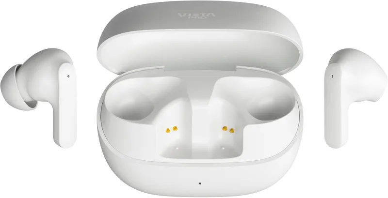 Vieta Pro ▫️ Auscultadores sem fios True Wireless com Bluetooth 5.4, ANC -25 dB, auscultadores com microfone, autonomia de 33 horas, resistência à água IPX4, cancelamento de ruído | Double. Branco