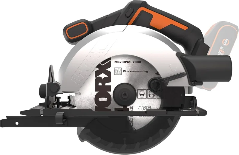 WORX ▫️ Serra circular a bateria WX526.9 | 20 V | Disco de 165 mm | ângulo de inclinação de 0-50° | ajuste sem ferramentas | corte máximo de 55 mm (90°) | design compacto | Sem bateria nem carregador