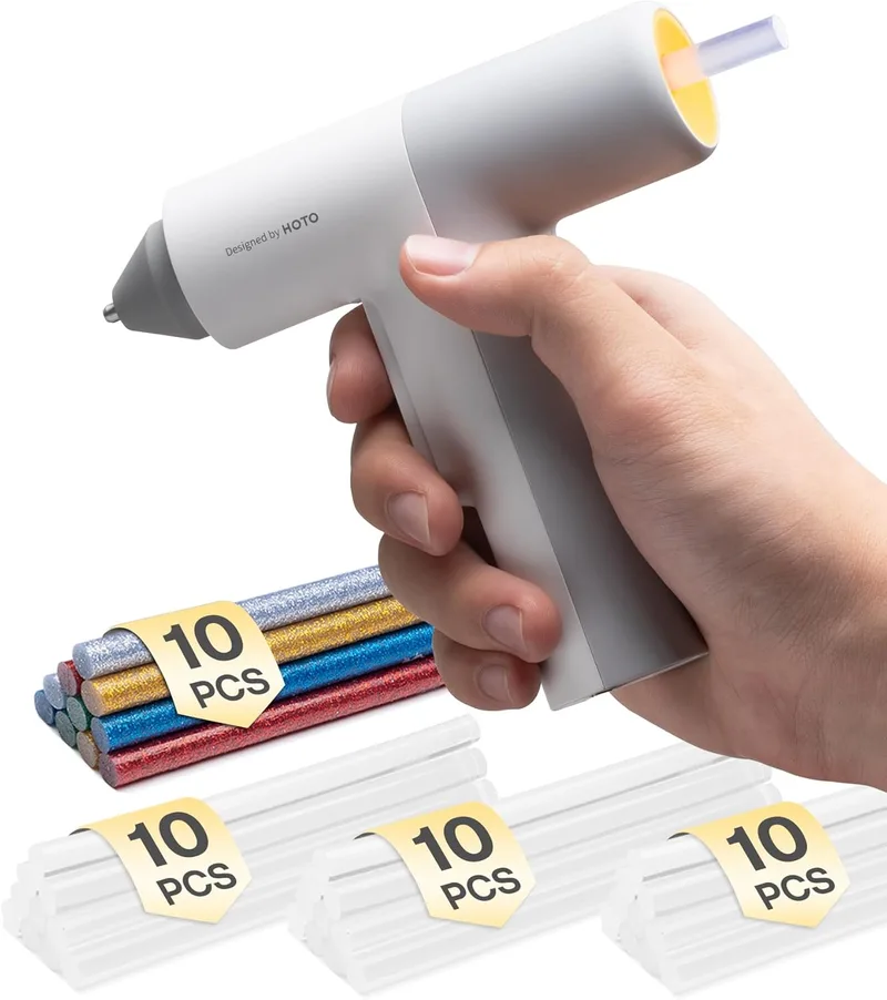 HOTO ▫️ Pistola de silicone quente 40 barras, aquecimento rápido em 30 s | Pistola de cola quente sem fios, recarregável via USB-C, para bricolage, reparações e trabalhos domésticos