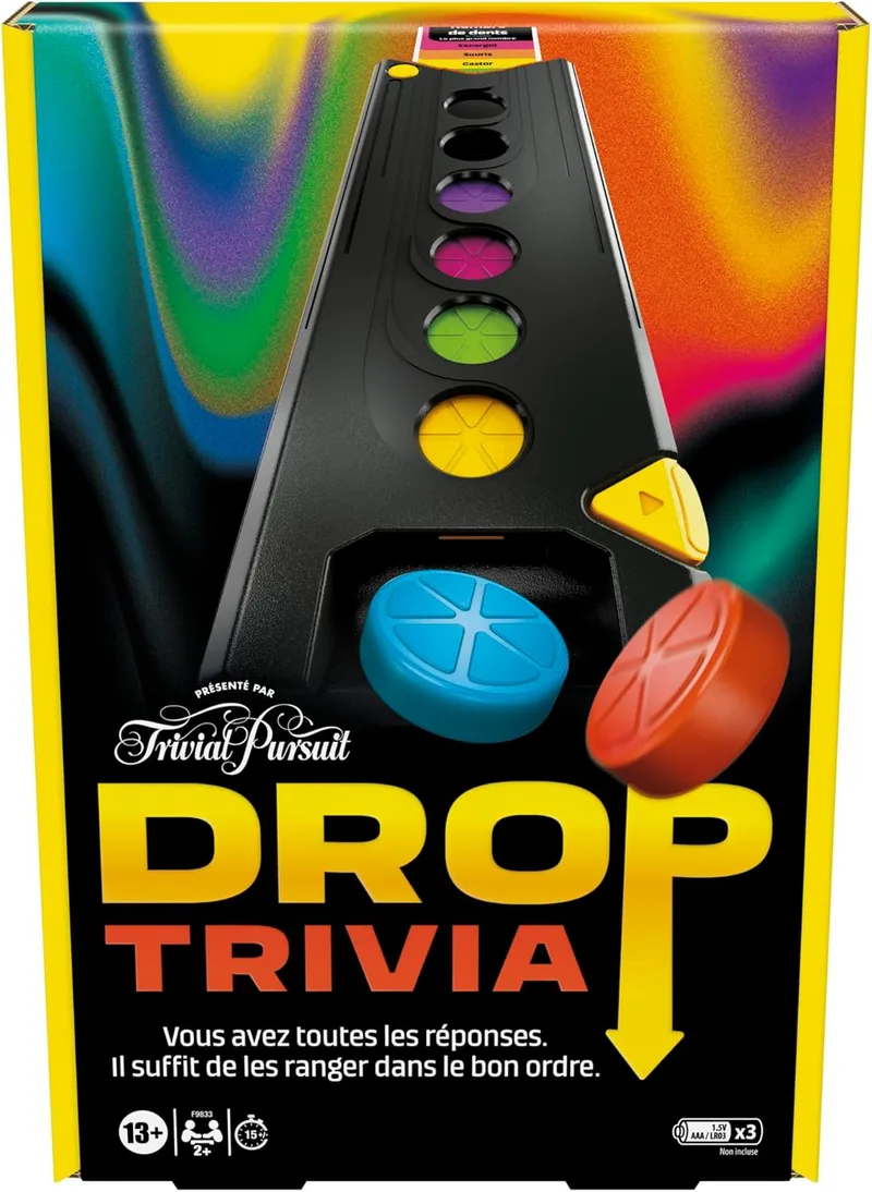 Hasbro Gaming ▫️ Drop Trivia, jogo eletrónico de grupo inspirado no Trivial Pursuit - Versão francesa