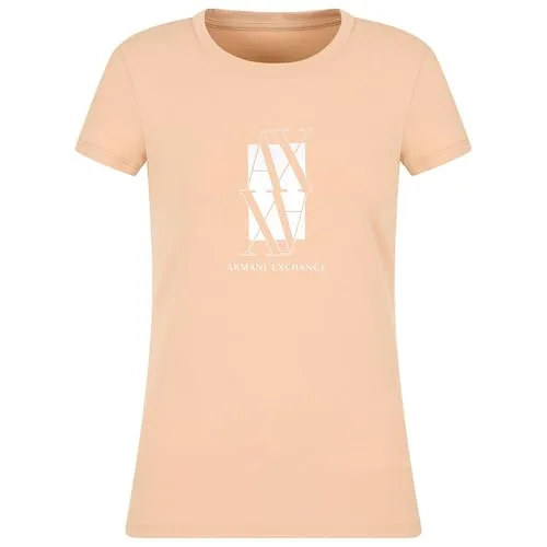 Armani Exchange ▫️ Arte Sella, T-shirt feminina com logótipo monograma em folha metálica 3