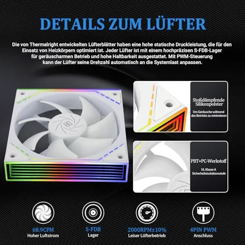 Thermalright ▫️ Frozen Infinity 240 WHITE - Ventilador de CPU duplo PWM com 2000 rpm, sistema de refrigeração de CPU AIO para AM4/AM5 e Intel LGA115X/2011/1700/1851, Infinity Mirror 5