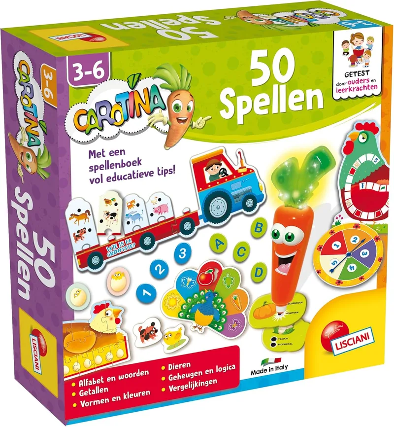 Liscianigiochi ▫️ LISCIANI - 50 Jogos de Malas - Caneta Falante - Jogos Educativos Electrónicos - Números, Formas e Cores - para Crianças dos 3 aos 6 Anos - Carotina