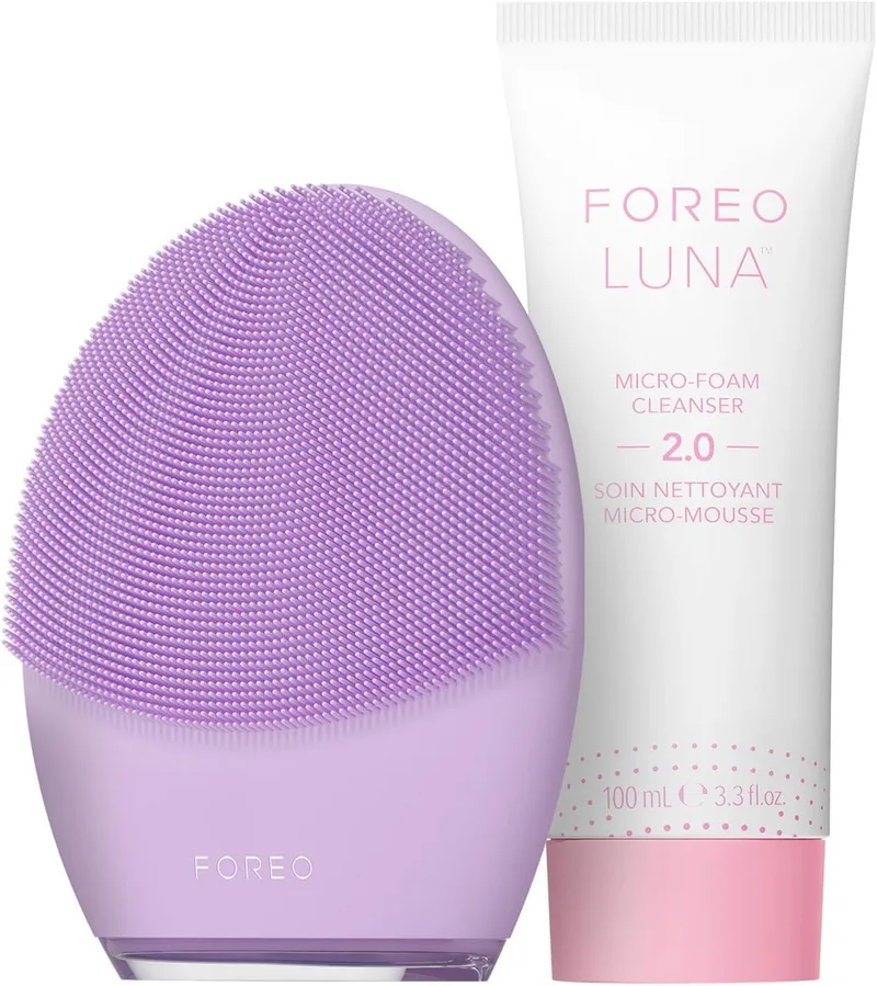 FOREO ▫️ Conjunto Clean Balance LUNA 4 - Escova de limpeza facial para pele equilibrada + produto de limpeza LUNA Micro-Foam Cleanser 2.0 100 ml - Aparelho de massagem reafirmante