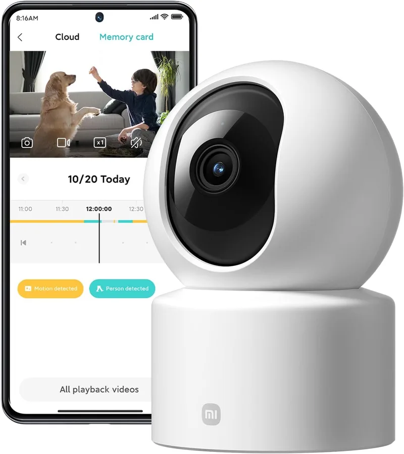 XIAOMI ▫️ Câmara de vigilância interior Wi-Fi C301, câmara de vigilância 2K de 3 MP, visão panorâmica completa de 360°, deteção de pessoas, cores reais com pouca luz, áudio bidirecional, proteção da privacidade, aplicação