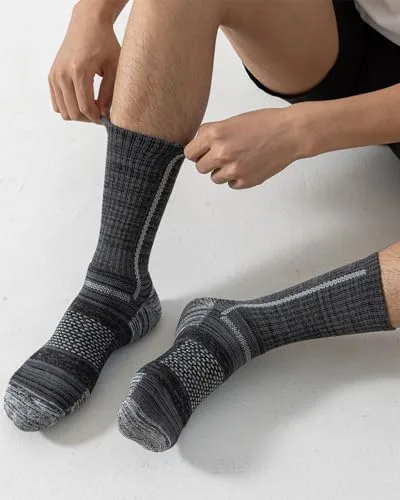 Niorasen ▫️ Meias de trabalho em algodão para homem, 5 pares de meias almofadadas para botas desportivas de caminhada, desporto e corrida 6