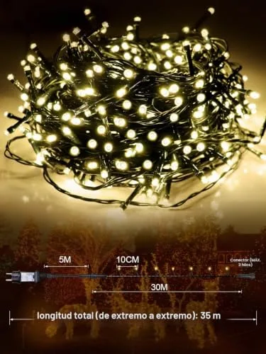 ARKOCHIC ▫️ Luzes de Natal para exterior, 35 m, 300 LED, guirlanda de luzes para exterior, branco quente 6