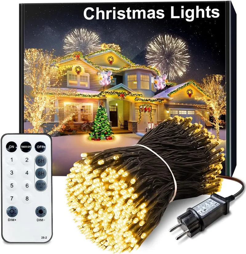 ARKOCHIC ▫️ Luzes de Natal para exterior, 35 m, 300 LED, guirlanda de luzes para exterior, branco quente