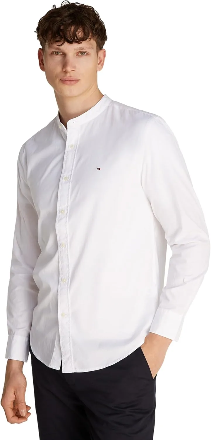 Tommy Hilfiger ▫️ Camisa para homem, Flex Poplin Solid Mao, corte regular