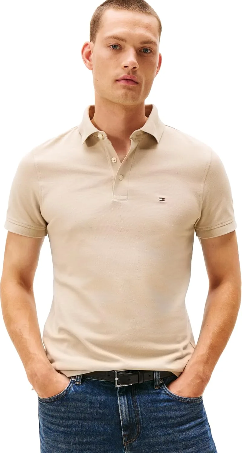 Tommy Hilfiger ▫️ Polo de manga curta para homem 1985, corte justo