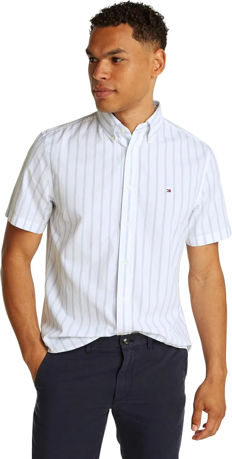 Tommy Hilfiger ▫️ Camisa de popelina para homem Flex Poplin de manga curta
