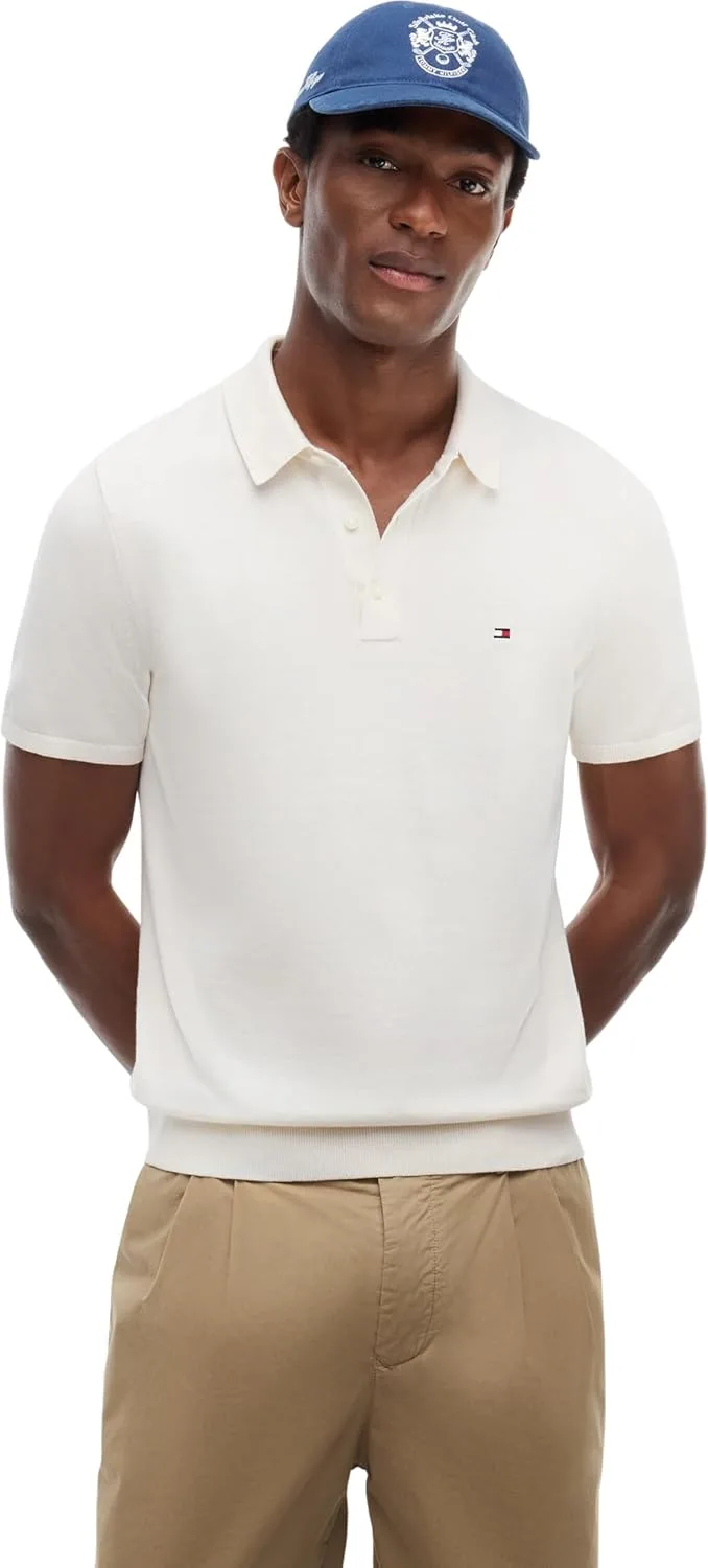 Tommy Hilfiger ▫️ Polo de manga curta para homem Essential Cotton Knitted Dick
