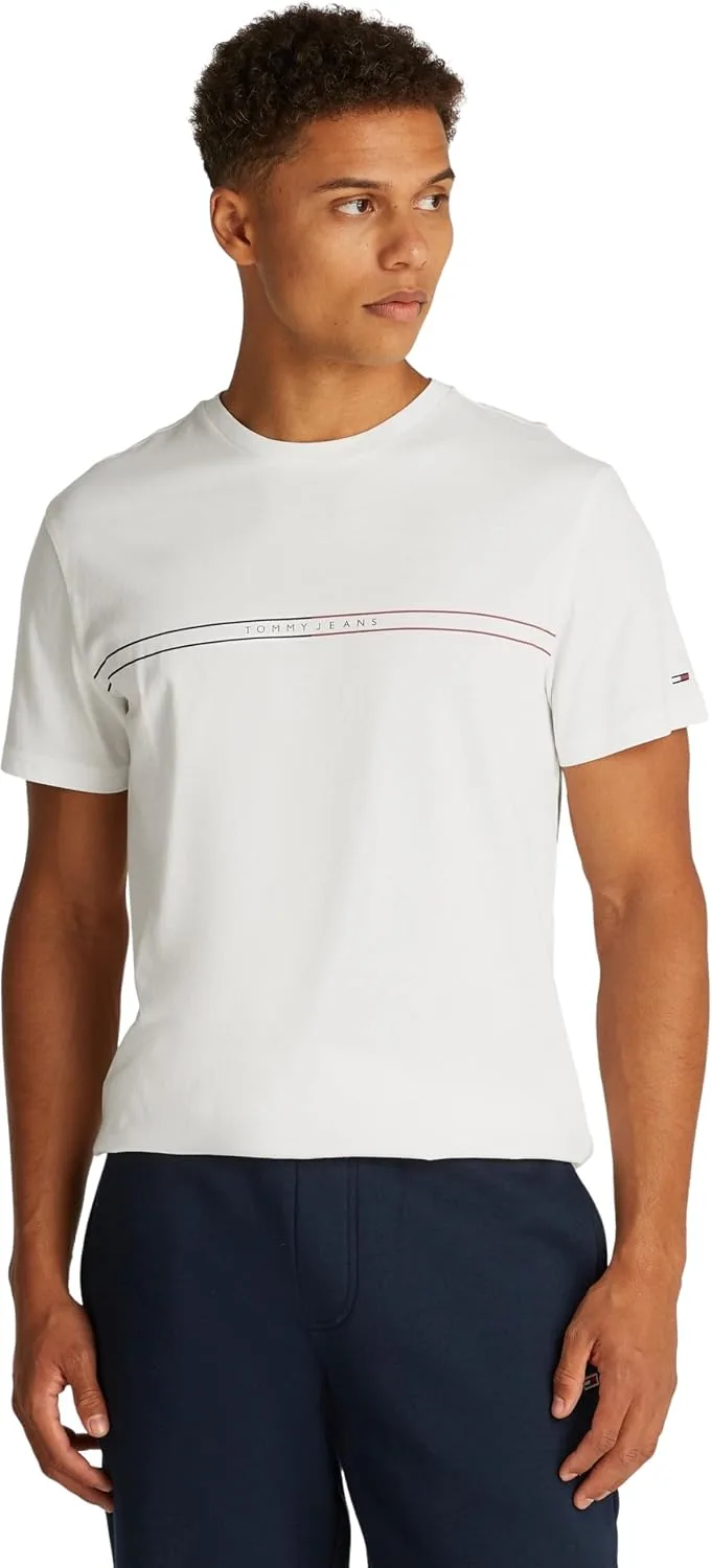 Tommy Jeans ▫️ Camisola TJM Slim Entry Graphic para homem, Ext Dm0dm20779, de manga curta (embalagem de 1)