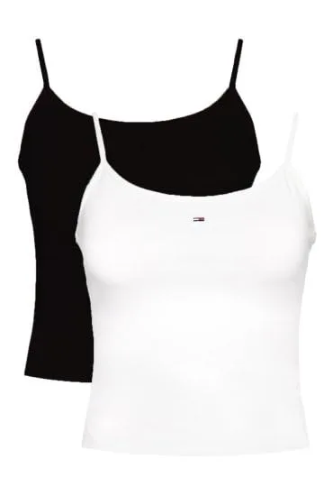 Tommy Jeans ▫️ Camisolas de alças, Conjunto de 2, Mulher, Essential Strap Top, Tecido elástico 4