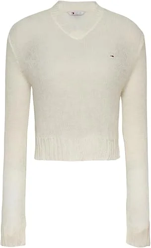 Tommy Jeans ▫️ Camisola para mulher, de malha aberta, com gola em V 6
