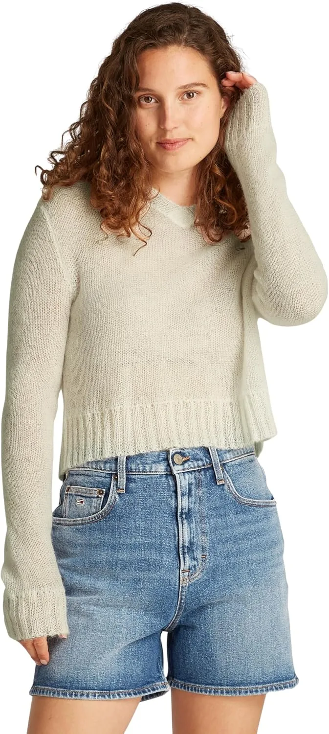 Tommy Jeans ▫️ Camisola para mulher, de malha aberta, com gola em V