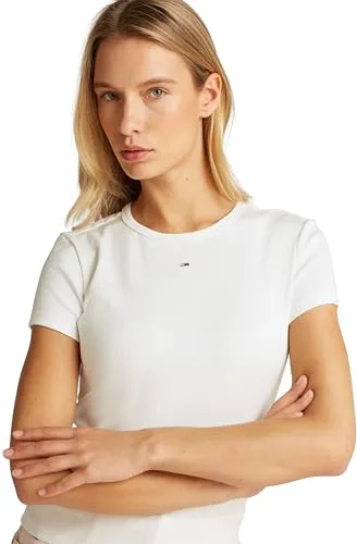 Tommy Jeans ▫️ Camiseta de manga curta para mulher, pack de 2, Essential Rib, corte justo 3