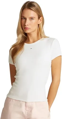 Tommy Jeans ▫️ Camiseta de manga curta para mulher, pack de 2, Essential Rib, corte justo 5