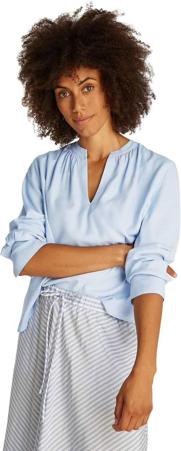 Tommy Hilfiger ▫️ Blusa para mulher em viscose macia com gola em V