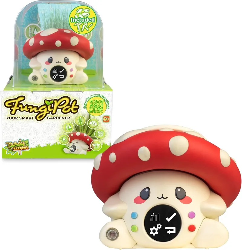 Garden KEEPERS ▫️ FungiPot, vaso inteligente, animal de estimação digital interativo para cuidar das plantas, sensores de humidade, luz e temperatura, jogos digitais, inclui terra para vasos e sementes, famoso (GAD00000)