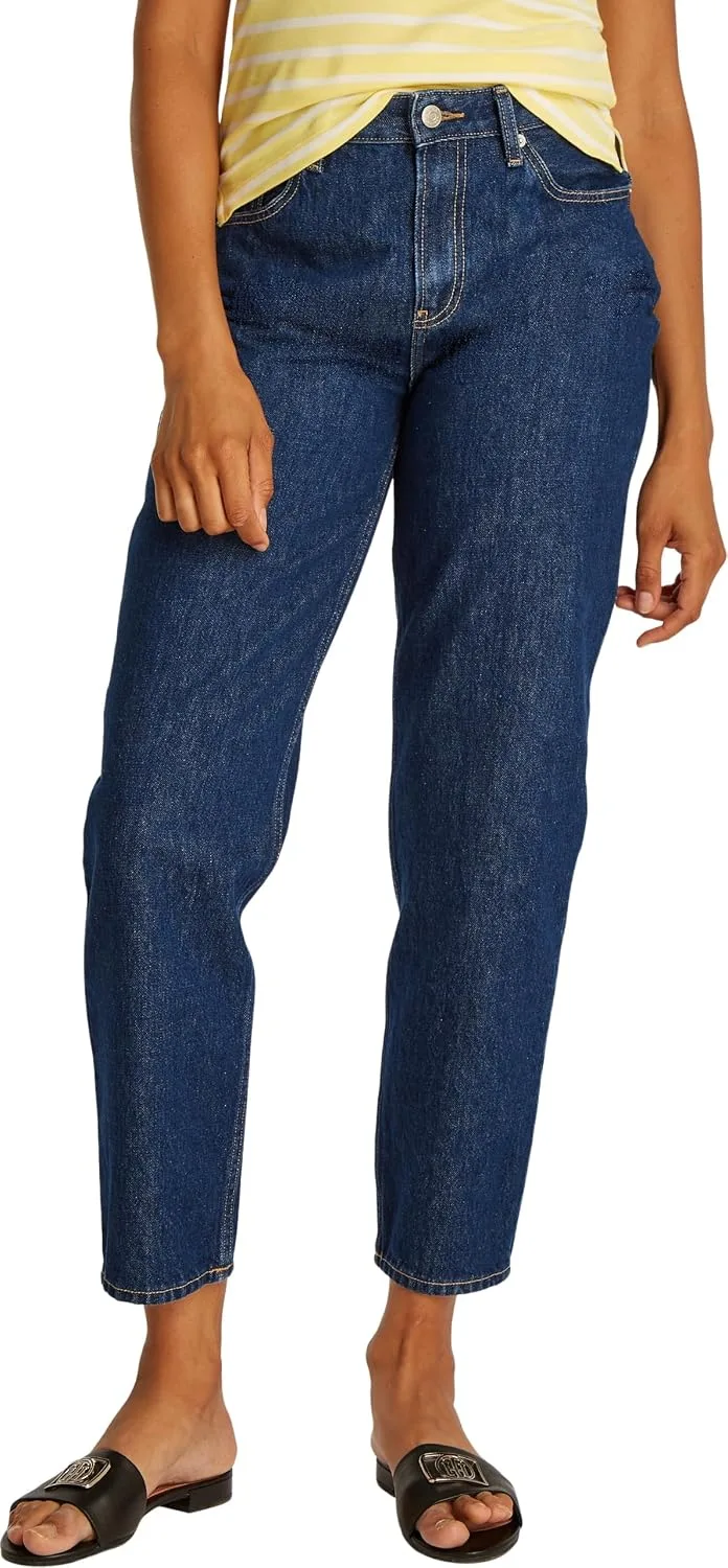 Tommy Hilfiger ▫️ Calças de ganga para mulher, modelo Tapered Ace, cintura média