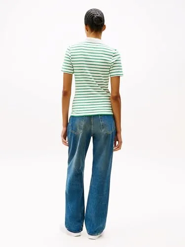 Tommy Hilfiger ▫️ Polo de manga curta para mulher, corte justo 4