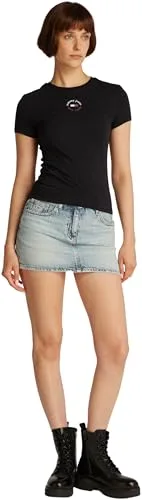 Tommy Jeans ▫️ Camiseta de manga curta para mulher Essential Logo tee, corte justo 5