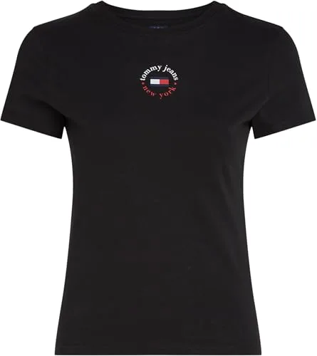 Tommy Jeans ▫️ Camiseta de manga curta para mulher Essential Logo tee, corte justo 6