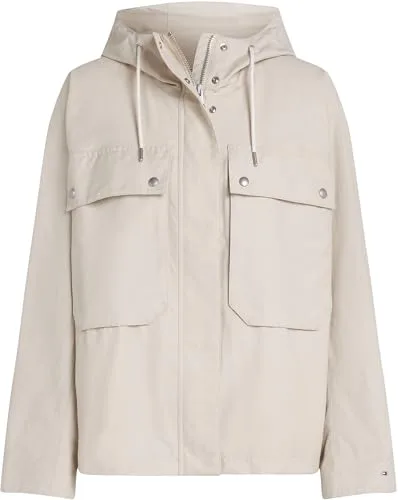 Tommy Hilfiger ▫️ Parka para mulher, curta, em algodão e nylon, com capuz 4
