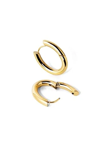 SINGULARU ▫️ Brincos Samba. Aço com acabamento banhado a ouro de 18 quilates. Brincos minimalistas em forma de argola com fecho Congo/Click. Joias para mulher 3