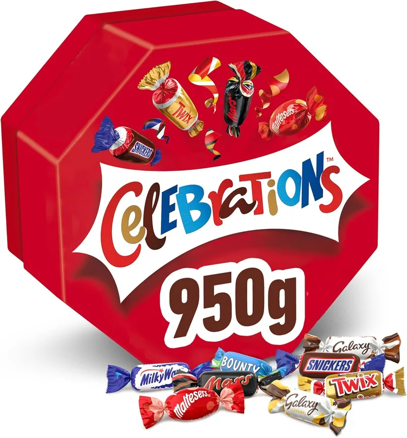 Celebrations ▫️ Mini Caixa de Mistura de Chocolate, Desfrute de uma Variedade de Sabores de Chocolate, Ideal como Caixa de Oferta, para Calendário do Advento ou Cabaz de Natal, 950g