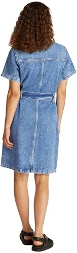 Tommy Hilfiger ▫️ Vestido de ganga para mulher «Ali», com cinto ao joelho e mangas curtas, azul (Ali), 32 2